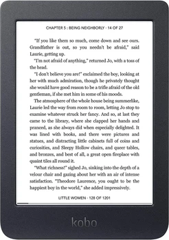 Електронна книга 6" Kobo Nia N306 / 8Gb / Wi-Fi / Сенсорний E-Ink екран (1024 x 758) / 168 годин роботи від батареї / Чорний (N306-KU-BK-K-EP) Б/В