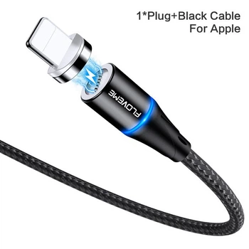 Магнитный кабель FLOVEME 3А быстрая зарядка, передача данных FL180504 Lightning black