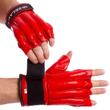 Снарядні рукавички шингарты шкіряні Zelart 4225 Red розмір L