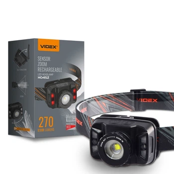 Светодиодный налобный фонарь аккумуляторный VIDEX VLF-H045Z 270Lm 5000K фонарик на голову с аккумулятором