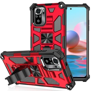 Чохол Shockproof Shield для Xiaomi Redmi Note 10 Pro бампер протиударний з підставкою Red