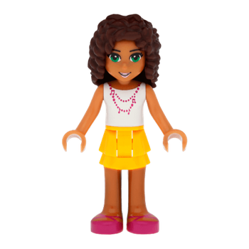 Фигурка Lego Girl Andrea Bright Light Orange Layered Skirt Friends frnd132 1 Б/У
