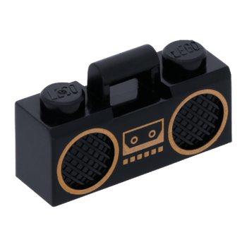 Искусство Lego Radio Boom Box with Bar Handle with Gold Cassette Player 93221pb01 4609949 6211800 Black Б/У