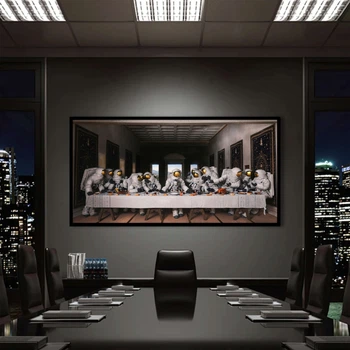Картина Холстович The Astronaut Supper 70x140 см. Интерьерная картина для офиса, гостиной, спальни