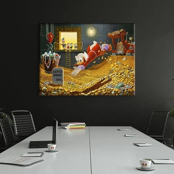 Картина Холстович Scrooge McDuck 110x150 см. Интерьерная картина для офиса, гостиной, спальни, подарок боссу
