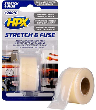 Силиконовая вулканизирующая HPX Stretch&Fuse для ремонта труб и электроизоляции 25 мм х 3 м Прозрачная (SI2503)