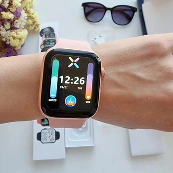Z32 Pro Pink + Multicolored Smart Watch Series 6 Умные смарт часы голосовой вызов, температура тела , 2 ремешка в комплекте