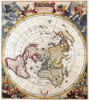 Антична карта Artel півкуля вид зверху 110 x 110 см (Old_Map_440809_01_110x110cm)