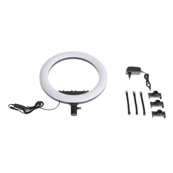 Кільцева лампа блогера з 3 тримачами TE-053 24W LED, 36 см Чорний Brille 43-008