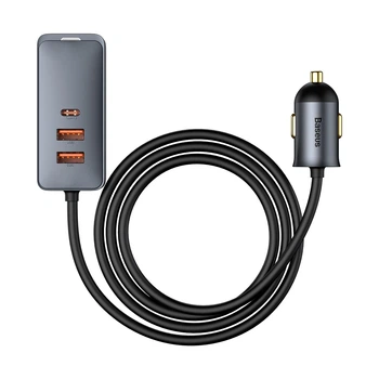 Автомобільний зарядний пристрій Baseus Share Together PPS multi-port Fast charging з подовжувачем 120W 2U+2C (CCBT-A0G) Gray