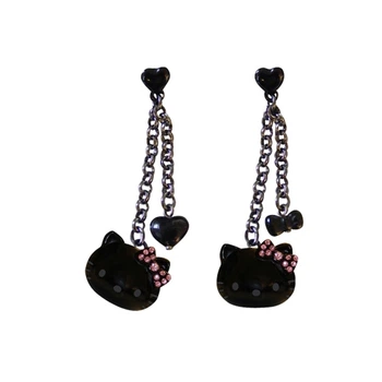 Серьги-цепочки Hello Kitty Sanrio Черно-розовый 4045316474714