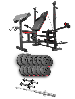 Набор Hop-Sport Premium 38кг со скамьей HS-1075 Pro, штангами и гантелями