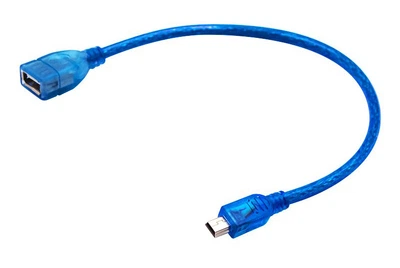 Переходник USB 2.0 AF/mini 5p, 0.15m, прозрачный синий