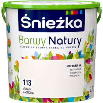 Краска интерьерная латексная Sniezka Barwy Natury 113 розовая магнолия 2,5 л