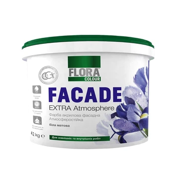 Краска фасадная акриловая FLORA Сolour FACADE Extra Atmosphere белая 4,2 кг