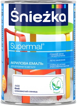 Емаль акрилова Sniezka Supermal A400 білий шовковистий глянець 0,8 л