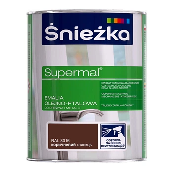 Эмаль масляно-фталевая Sniezka Supermal коричневый глянец ( RAL 8016 ) 0,8 л