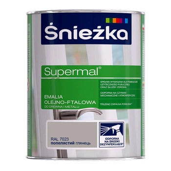 Эмаль масляно-фталевая Sniezka Supermal пепельный глянец ( RAL 7023 ) 0,8 л