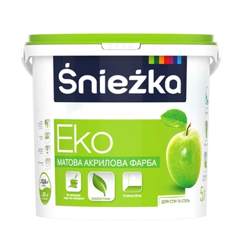 Фарба інтер'єрна акрилова Sniezka Eko (Снєжка Еко) сніжно-біла 5 л