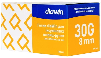Голки Diawin для інсулінових шприц-ручок 30G (0.30 мм) х 8mm (100 шт)