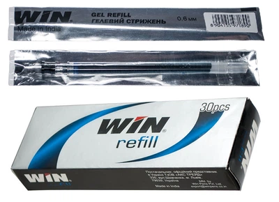 Набор стерженей гелевых 30 шт. WIN pens синий, 0,6мм, 130мм