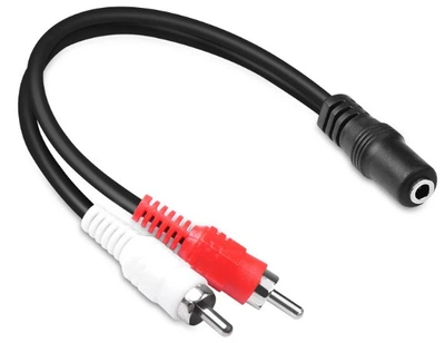 Кабель переходник аудио джек Jack 3.5mm 3pin (мама)-> RCAx2 F/M тюльпан (папа) Черный