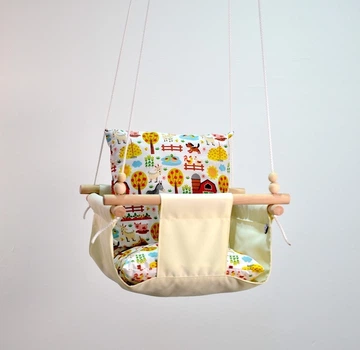 Детская качеля Infancy «Ферма» молочная основа от 7 месяцев до 5 лет