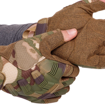 Тактичні рукавички з відкритими пальцями Zelart 8808 розмір L Camouflage