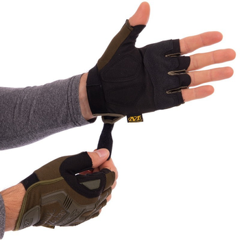 Захисні тактичні військові рукавички без пальців MECHANIX для риболовлі полювання олива АН5628 розмір XL