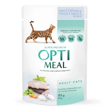 Влажный корм для кошек Optimeal со вкусом трески и овощей в желе 85 г (4820215364041)