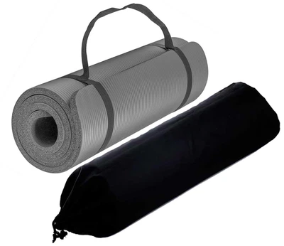 Коврик для фитнеса YogaLife NBR (Extra Soft) 10 мм серый + чехол (однослойный спортивный каремат, мат для йоги, пилатеса) YL-10-NBG