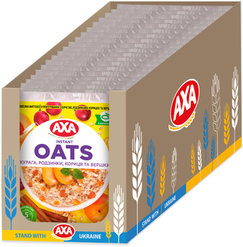 Упаковка каши АХА с курагой, изюмом, корицей и сливками 40 г х 20 шт (4820237691088) 