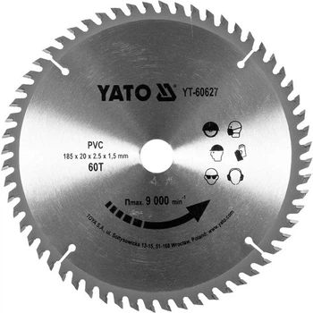 Диск пильный Yato по ПВХ (Ø=185х2.5x20 мм) 60 зубцов (YT-60627)