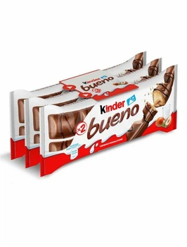 Вафлі Kinder Bueno з молочно-горіховою начинкою в молочному шоколаді 3шт по 43г