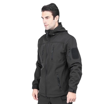 Тактична куртка Lesko A013 Black 2XL вулична флісова водонепроникна осінь-зима