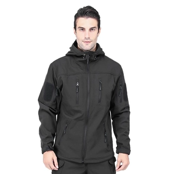 Тактична куртка Lesko A013 Black 2XL вулична флісова водонепроникна осінь-зима