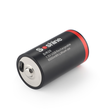 Аккумулятор Soshine D-1.5-6000USB, D/LR20, Li-Ion 1.5V, USB-C, 6000mWh, 1.5A