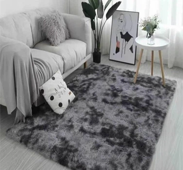 Хутряний сірий килимок Травичка 150*200cм. з довгим ворсом.