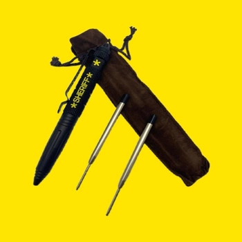 Тактическая ручка со стеклобоем и набором стержней в чехле "Sheriff" черная
