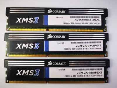 Комплект оперативной памяти Corsair XMS3 DDR3 6Gb (3*2Gb) 1600MHz PC3-12800 (CMX6GX3M3A1600C9) 6910 Б/У