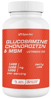 Добавка для суставов и связок Sporter Glucosamine&chondroitin+MSM+D3 120 таблеток (4820249720080)