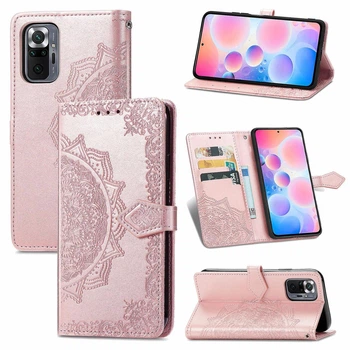 Чехол Vintage для Xiaomi Redmi Note 10 Pro книжка кожа PU с визитницей розовый