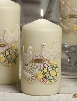 Свічка Bartek Candles Wedding циліндр 80*150 мм кремова