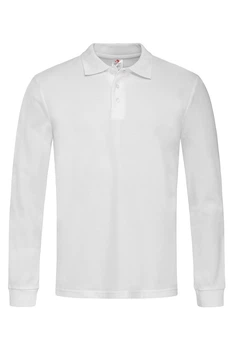 Футболка поло мужская белая с длинным рукавом Stedman - WHCT3400 XXL