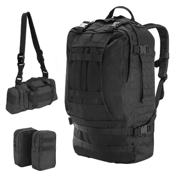 Чоловічий рюкзак тактичний з підсумками "B08 - Чорний" 55л, рюкзак бойовий і туристичний (VS7005340)