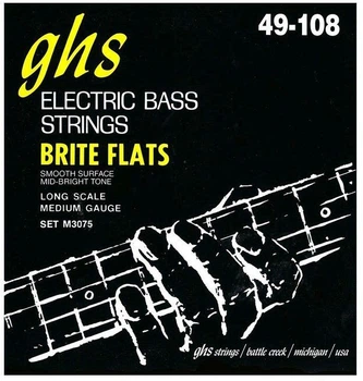Струни для бас-гітари GHS M3075 (49-108 Brite Flats Electric Bass)