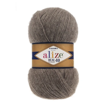 Пряжа Alize Angora Real 40 553-Коричневый меланж