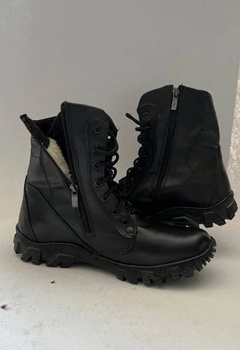 Зимові військові черевики на застібці-змійці Чорні KH, підошва Energy (KH9-SHORT-ZM-WT-BL-EG-40)