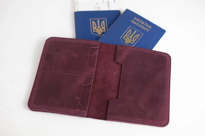 Обложка для документов винтажная кожа Berty 15-9197 Бордо