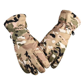 Зимові тактичні військові рукавиці Delta-Tec в камуфляжі мультикам розмір XL